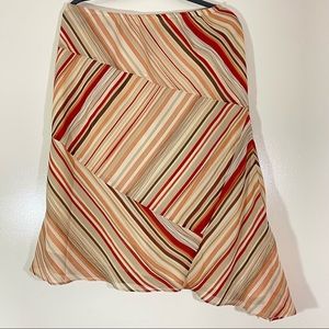 Lane Bryant BURNT ORANGE & BROWN diagonal stripe asymmetrical skirt with lining.
